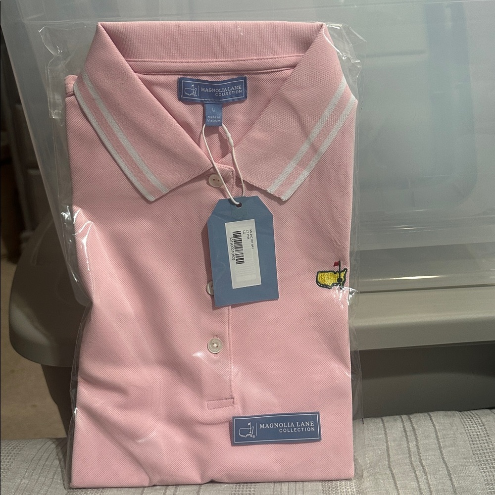 Magnolia Lane Pink Masters Polo with Embroidered Detail